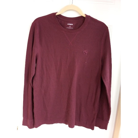 Express mens L Thermal Shirt Henley Red Long Sleeve light weight - Picture 1 of 4